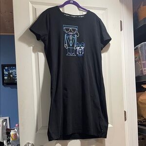 Karl Lagerfeld Paris Black Tshirt Dress neon logo